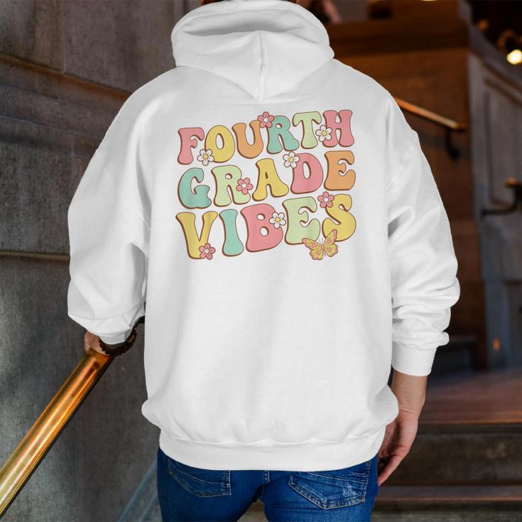 Fourth Grade Vibes Hello Team 4th Grade Teacher Kids Retro Men Zip Up Hoodie Back Print, 4th Grade Teacher Hoodies, funny gift