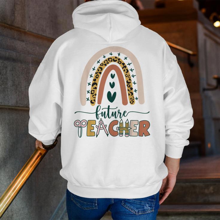 Future Teacher Boho Rainbow Leopard New Grad Student Men Zip Up Hoodie Back Print, Future Teacher Hoodies, funny gift