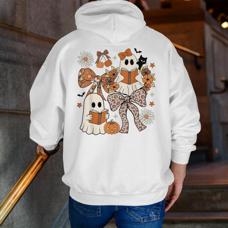 Ghost Reading Books Halloween Bow Spooky Teacher Student Men Zip Up Hoodie Back Print, funny gift Ghost Reading Books Halloween Bow Spooky Teacher Student Men Zip Up Hoodie Back Print, funny gift