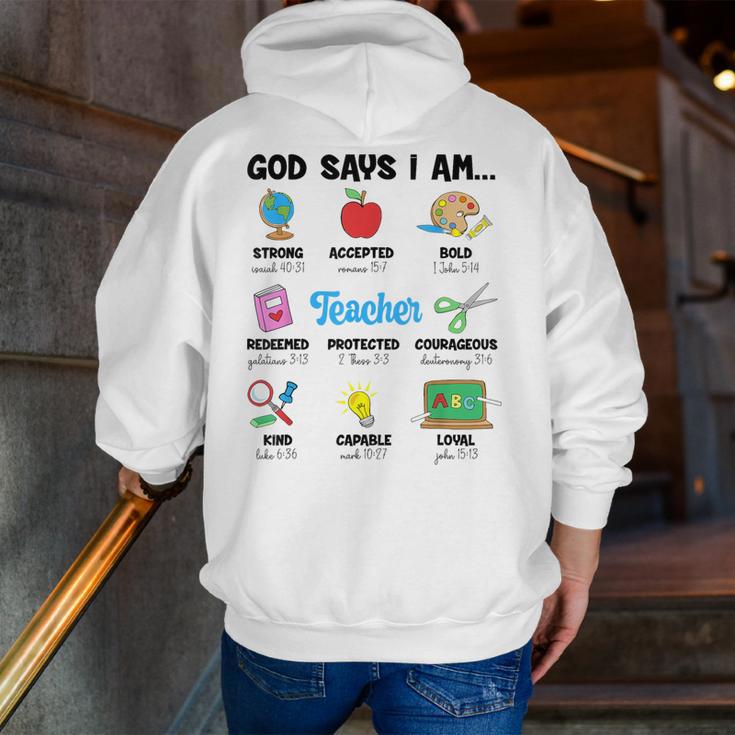 God Says Im Teacher Christian Back To School Religious Men Zip Up Hoodie Back Print, funny gift God Says Im Teacher Christian Back To School Religious Men Zip Up Hoodie Back Print, funny gift