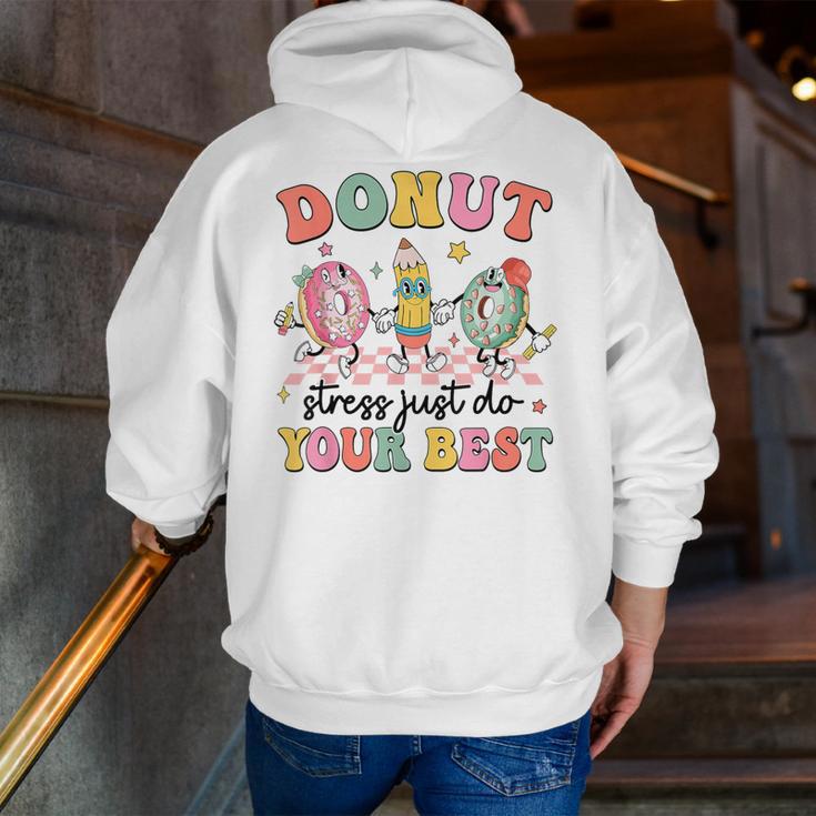 Groovy Donut Stress Just Do Your Best Testing Day Teachers Men Zip Up Hoodie Back Print, funny gift Groovy Donut Stress Just Do Your Best Testing Day Teachers Men Zip Up Hoodie Back Print, funny gift