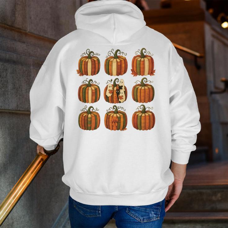 Halloween Teacher Fall Book Pumpkin Retro Reading Men Zip Up Hoodie Back Print, funny gift Halloween Teacher Fall Book Pumpkin Retro Reading Men Zip Up Hoodie Back Print, funny gift