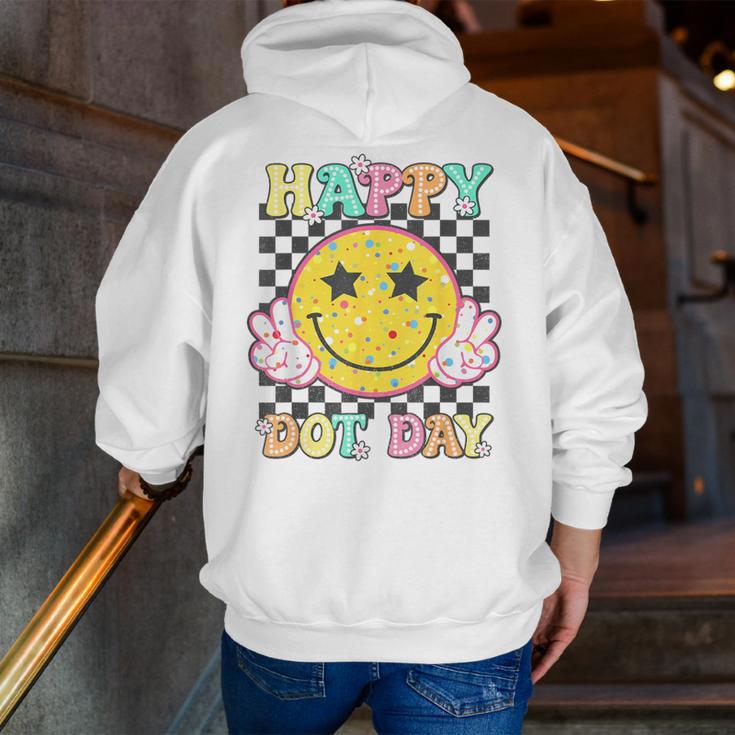 Happy Dot Day Hippie Flowers Smile Face Groovy Teacher Kids Men Zip Up Hoodie Back Print, Groovy Teacher Hoodies, funny gift Happy Dot Day Hippie Flowers Smile Face Groovy Teacher Kids Men Zip Up Hoodie Back Print, Groovy Teacher Hoodies, funny gift