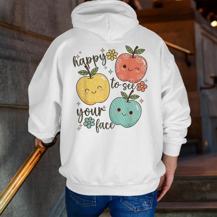 Happy To See Your Face Teacher Apple Men Zip Up Hoodie Back Print, funny gift