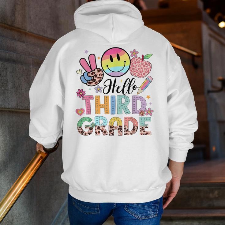 Hello 3rd Grade Boy Girl Teacher Back To School 3rd Grade Men Zip Up Hoodie Back Print, funny gift