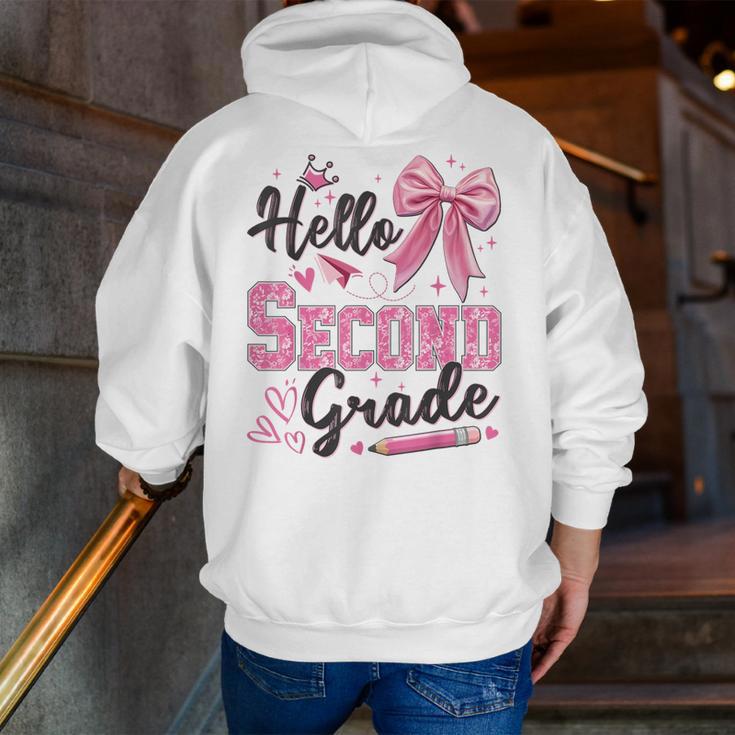 Hello Second Grade First Day Of School Coquette Teacher Girl Men Zip Up Hoodie Back Print, First Grade Teacher Hoodies, funny gift Hello Second Grade First Day Of School Coquette Teacher Girl Men Zip Up Hoodie Back Print, First Grade Teacher Hoodies, funny gift