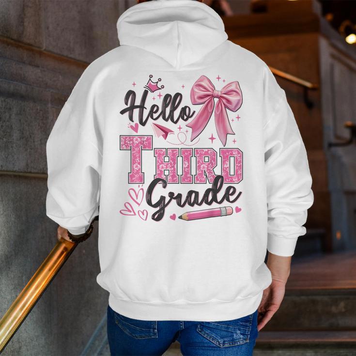 Hello Third Grade First Day Of School Coquette Teacher Girl Men Zip Up Hoodie Back Print, First Grade Teacher Hoodies, funny gift Hello Third Grade First Day Of School Coquette Teacher Girl Men Zip Up Hoodie Back Print, First Grade Teacher Hoodies, funny gift