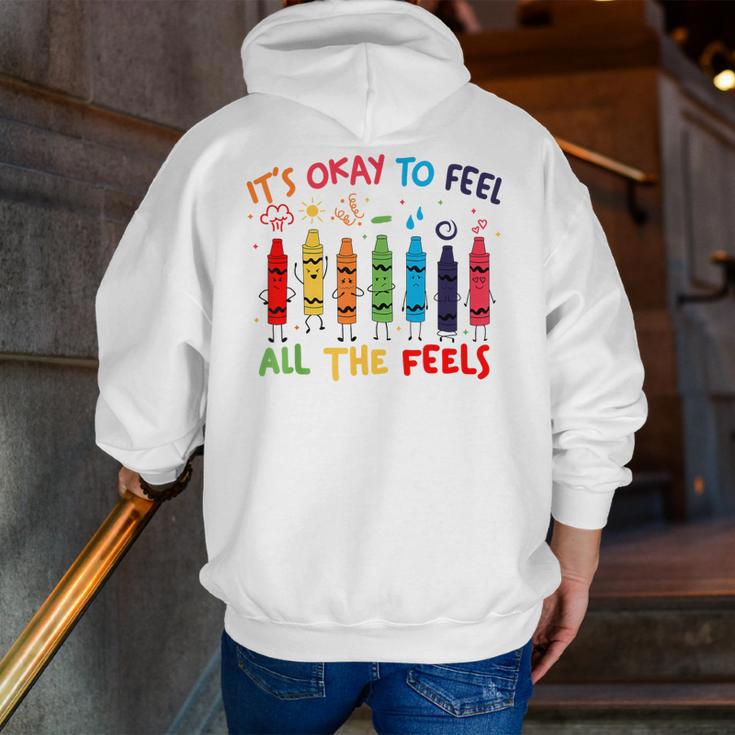 Its Okay To Feel All The Feels Mood Color Crayons Teacher Men Zip Up Hoodie Back Print, funny gift Its Okay To Feel All The Feels Mood Color Crayons Teacher Men Zip Up Hoodie Back Print, funny gift