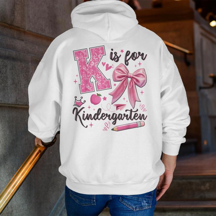 K Is For Kindergarten Teacher Coquette Bow Back To School Men Zip Up Hoodie Back Print, funny gift K Is For Kindergarten Teacher Coquette Bow Back To School Men Zip Up Hoodie Back Print, funny gift