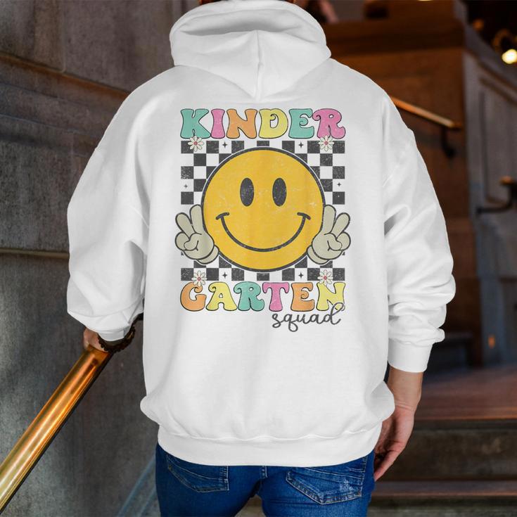 Kindergarten Squad Smile Face Teachers Kids Back To School Men Zip Up Hoodie Back Print, funny gift