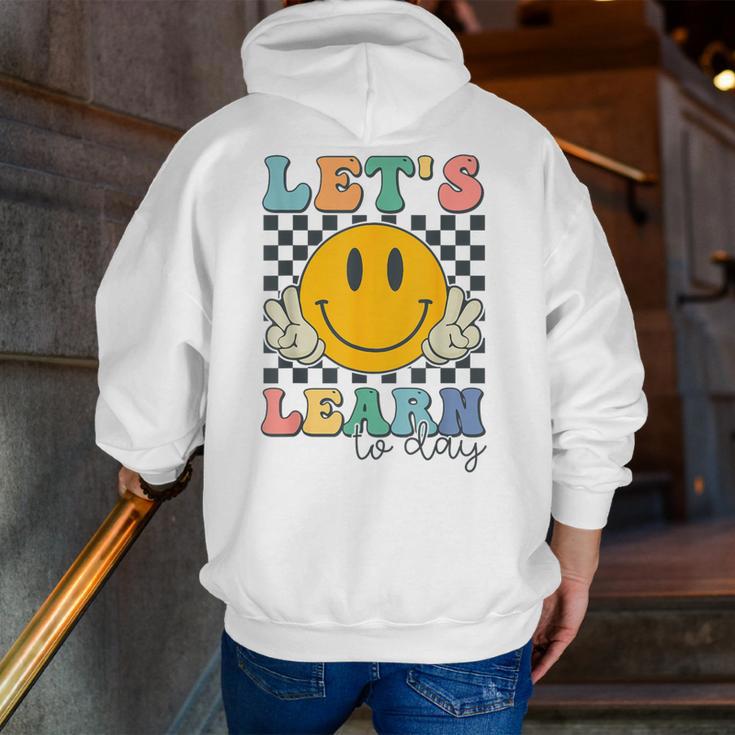 Let's Learn Today Smile Face Back To School For Teacher Kids Men Zip Up Hoodie Back Print, funny gift