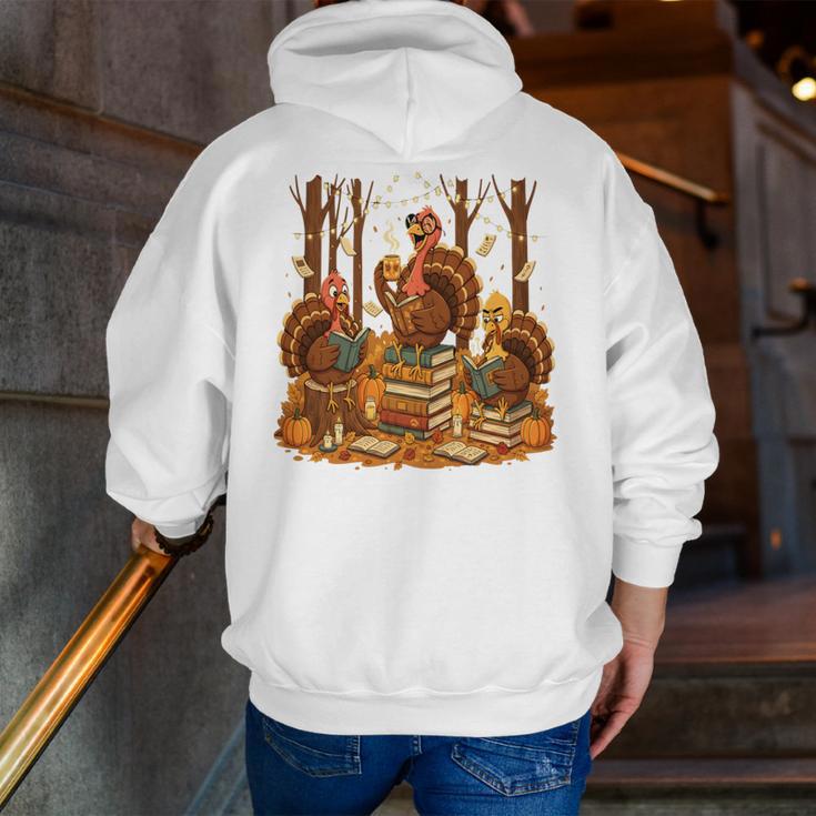Librarian Turkey Reading Book Fall Thanksgiving Teacher Book Men Zip Up Hoodie Back Print, funny gift Librarian Turkey Reading Book Fall Thanksgiving Teacher Book Men Zip Up Hoodie Back Print, funny gift