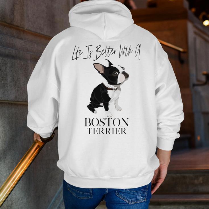 Life Is Better With A Boston Terrier Dog For Lover Men Zip Up Hoodie Back Print, funny gift
