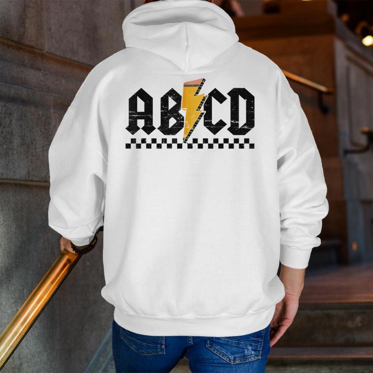 Lightning Pencil Rock'n Roll ABCD Teacher Back To School Kid Men Zip Up Hoodie Back Print, funny gift