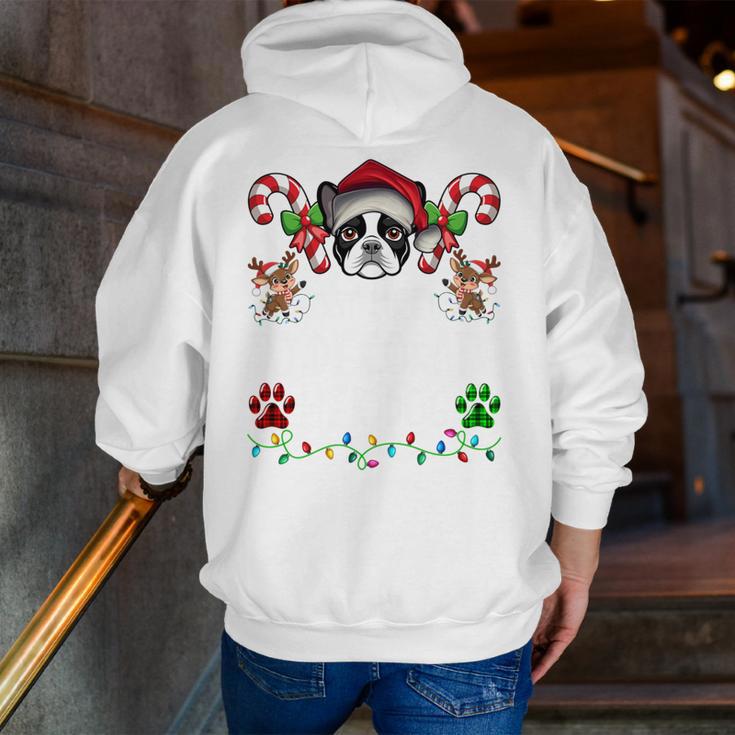 Most Likely Decorate Her Boston Terrier Dog Ugly Christmas Men Zip Up Hoodie Back Print, Boston Terrier Christmas Hoodies, funny gift
