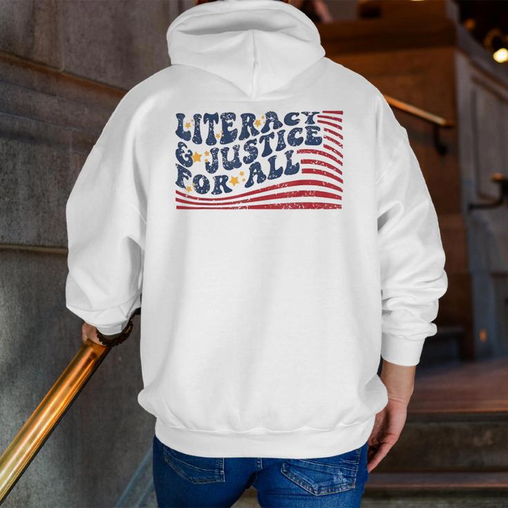 Literacy Justice For All Teacher Men Zip Up Hoodie Back Print, funny gift Literacy Justice For All Teacher Men Zip Up Hoodie Back Print, funny gift