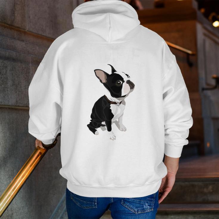 Love NOPE Boston Terrier Dog Lover Men Zip Up Hoodie Back Print, funny gift