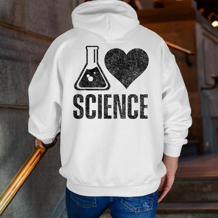 I Love Science Lover Teacher Scientist Sciences Men Zip Up Hoodie Back Print, Science Teacher Hoodies, funny gift