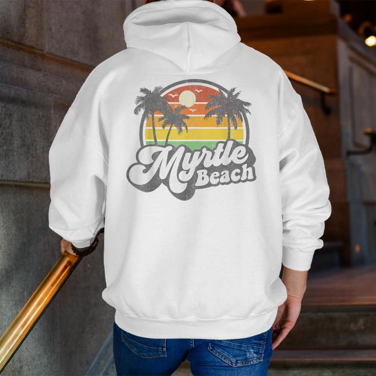 Myrtle Beach South Carolina Retro 70s Vintage Vacation Men Zip Up Hoodie Back Print, funny gift