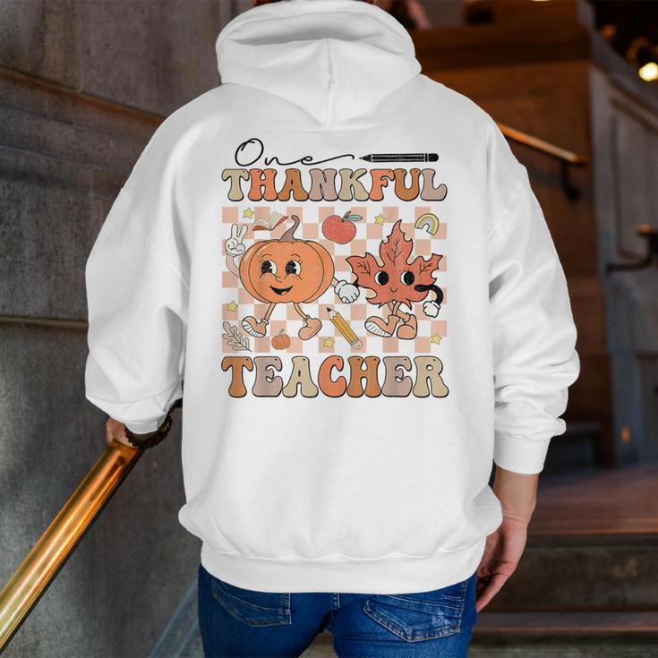 One Thankful Teacher Thanksgiving Groovy Fall Autumn Teacher Men Zip Up Hoodie Back Print, Groovy Teacher Hoodies, funny gift One Thankful Teacher Thanksgiving Groovy Fall Autumn Teacher Men Zip Up Hoodie Back Print, Groovy Teacher Hoodies, funny gift