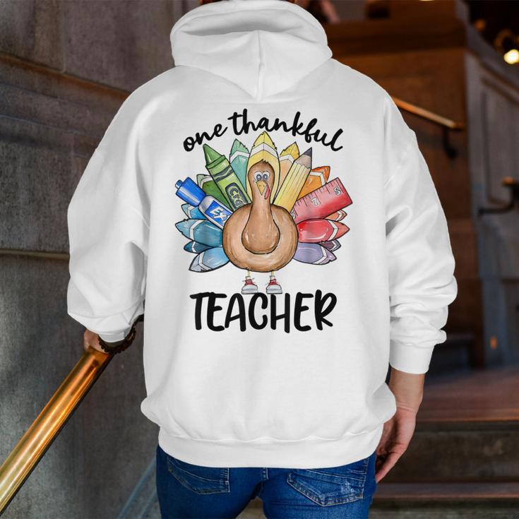 One Thankful Teacher Turkey Pencil Thanksgiving Teachers Men Zip Up Hoodie Back Print, funny gift One Thankful Teacher Turkey Pencil Thanksgiving Teachers Men Zip Up Hoodie Back Print, funny gift