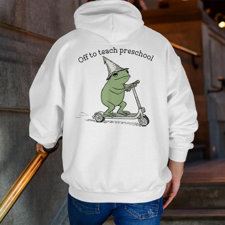 Pre K Grade Teacher Frog Back To School Preschool Men Zip Up Hoodie Back Print, funny gift