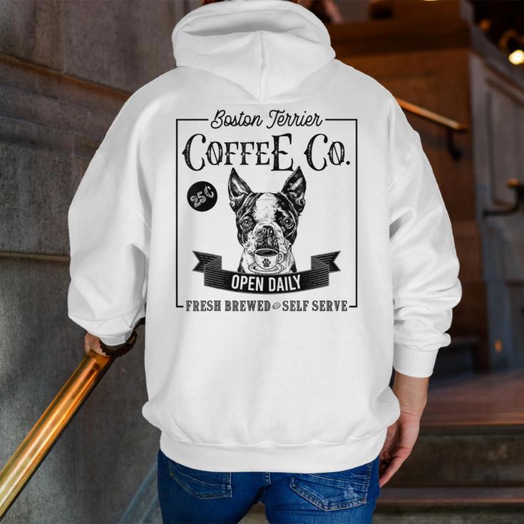 Retro Boston Terrier Coffee Dog Mom Coffee Lover Men Zip Up Hoodie Back Print, Boston Terrier Mom Hoodies, funny gift