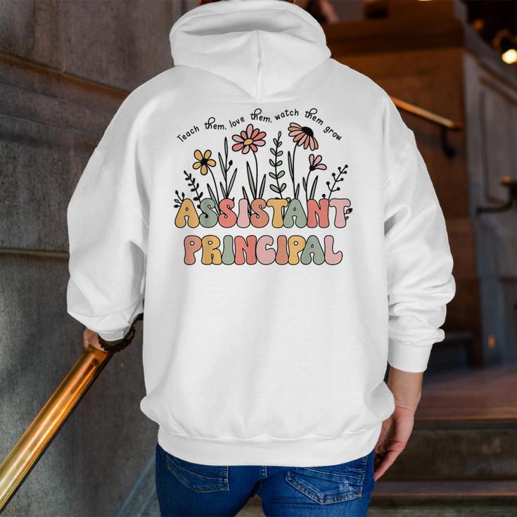 Retro Floral Assistant Principal Shirt For Teachers Day Men Zip Up Hoodie Back Print, funny gift