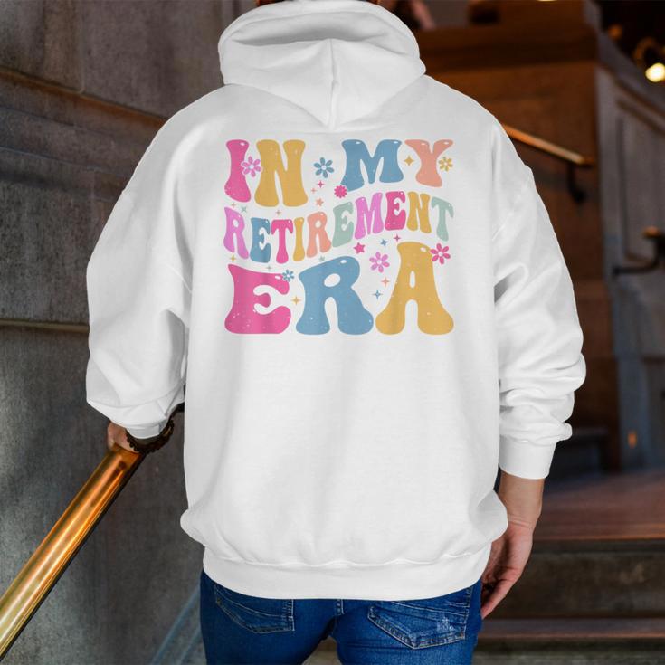 Retro Groovy Retirement Era Retired Teacher Men Zip Up Hoodie Back Print, Groovy Teacher Hoodies, funny gift
