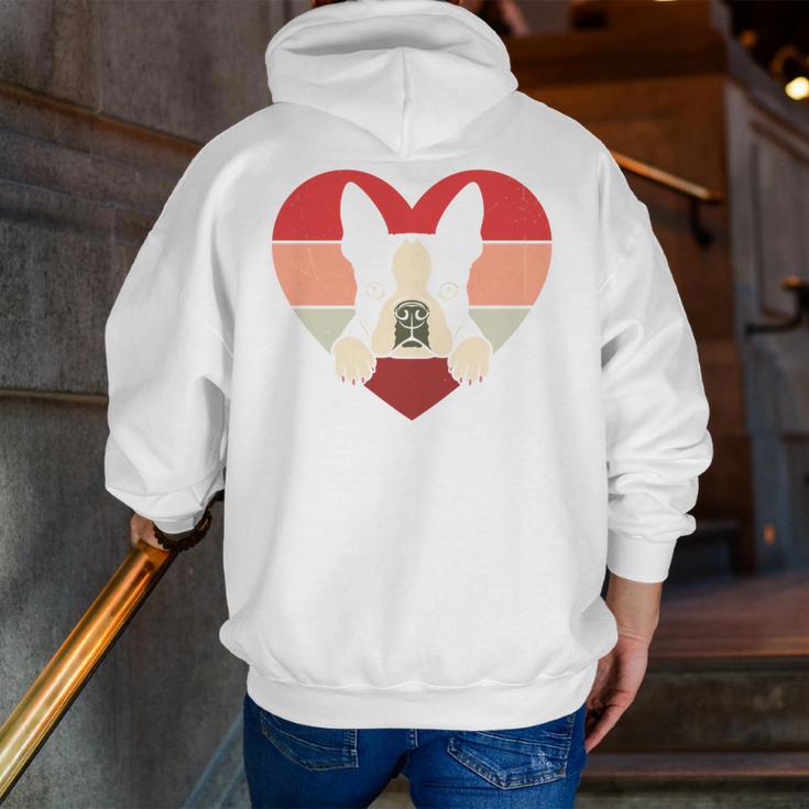 Retro Heart Boston Terrier Dog Vintage Valentine Men Zip Up Hoodie Back Print, funny gift