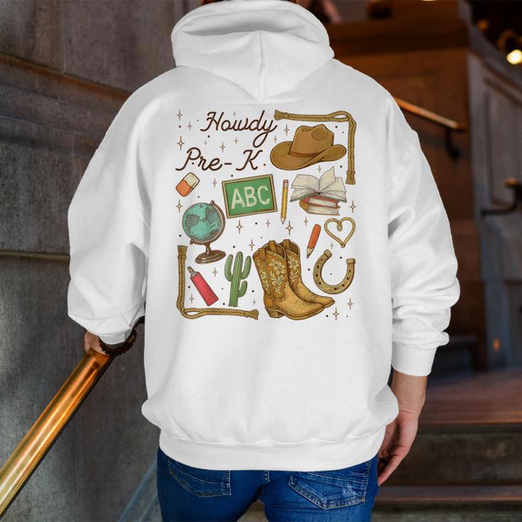 Retro Howdy Pre-K Back To School Western Teacher Men Zip Up Hoodie Back Print, funny gift