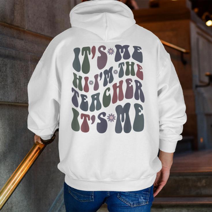Retro IT'S ME Hi I'm The TEACHER Groovy Testing Squad Pink Men Zip Up Hoodie Back Print, Groovy Teacher Hoodies, funny gift Retro IT'S ME Hi I'm The TEACHER Groovy Testing Squad Pink Men Zip Up Hoodie Back Print, Groovy Teacher Hoodies, funny gift