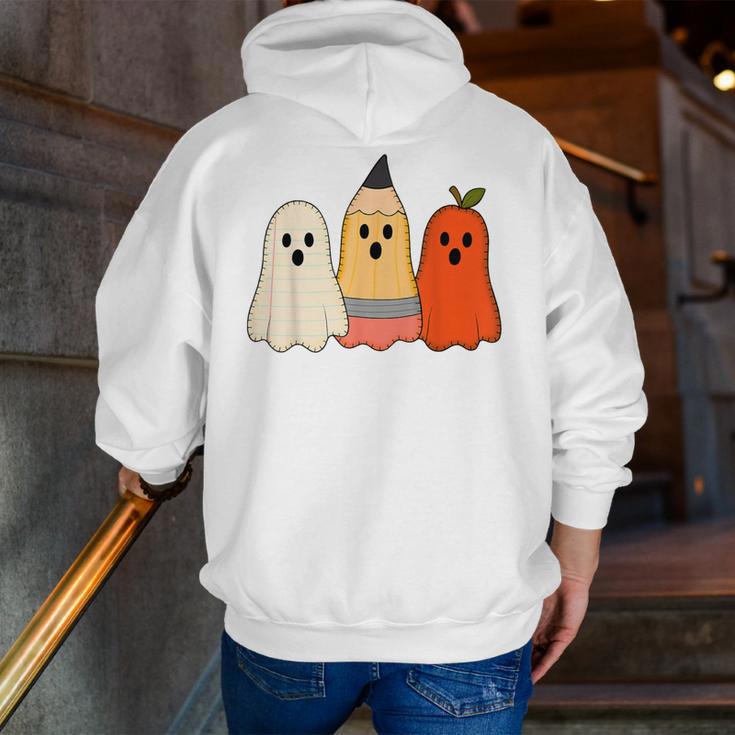 Retro Pencil Ghost Boo Spooky Teacher Halloween Costume Men Zip Up Hoodie Back Print, funny gift Retro Pencil Ghost Boo Spooky Teacher Halloween Costume Men Zip Up Hoodie Back Print, funny gift