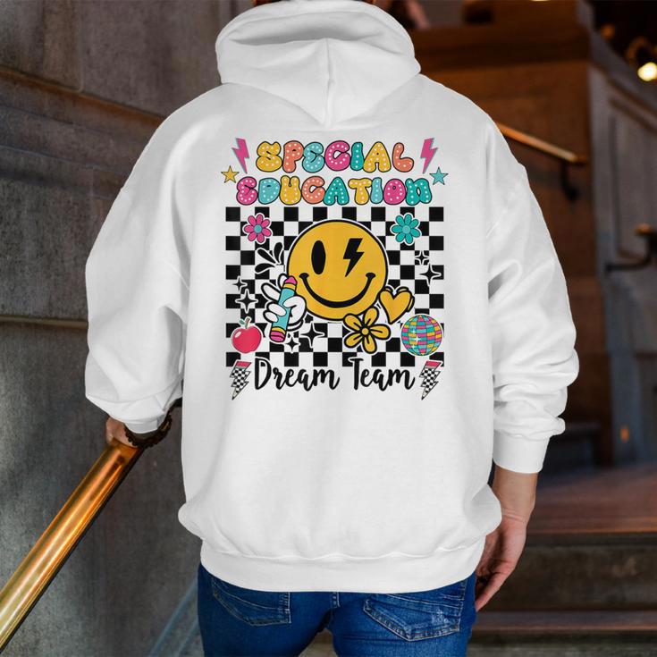 Retro Special Education Squad Groovy Dream Team Teacher Men Zip Up Hoodie Back Print, Groovy Teacher Hoodies, funny gift