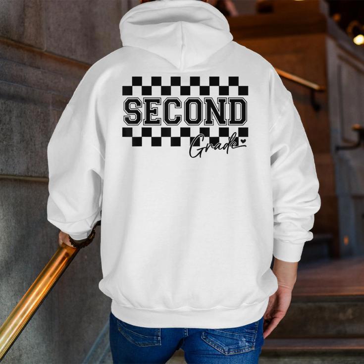 Second Grade Checkered Teacher 1st Day Back To School Women Men Zip Up Hoodie Back Print, funny gift Second Grade Checkered Teacher 1st Day Back To School Women Men Zip Up Hoodie Back Print, funny gift