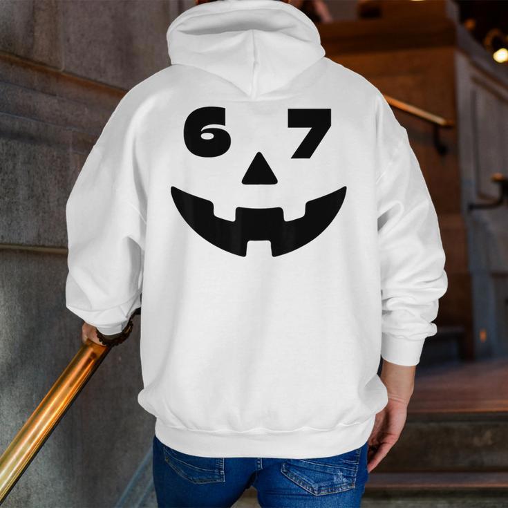 Six Seven Halloween Costume For Students Teachers 6 7 Men Zip Up Hoodie Back Print, funny gift