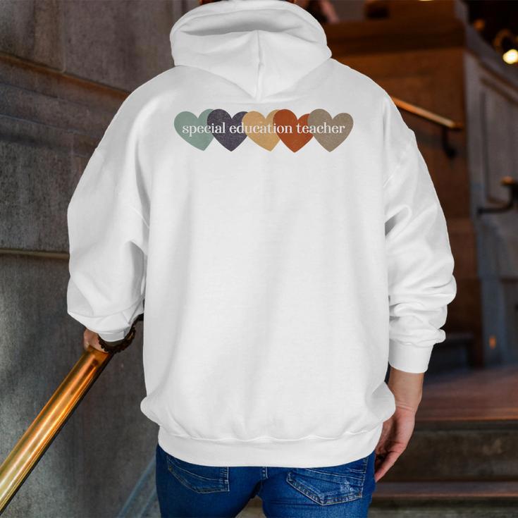 Special Education Teacher Heart Back To School Teach Rainbow Men Women Girls Kids Men Zip Up Hoodie Back Print, funny gift