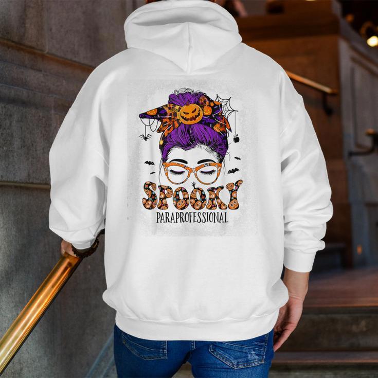 Spooky Paraprofessional Life Halloween Messy Bun Teacher For Men Women Men Zip Up Hoodie Back Print, funny gift Spooky Paraprofessional Life Halloween Messy Bun Teacher For Men Women Men Zip Up Hoodie Back Print, funny gift