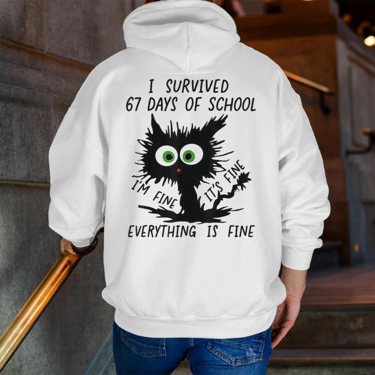 I Survived 67 Days Of School Teachers Students Humor Men Zip Up Hoodie Back Print, funny gift
