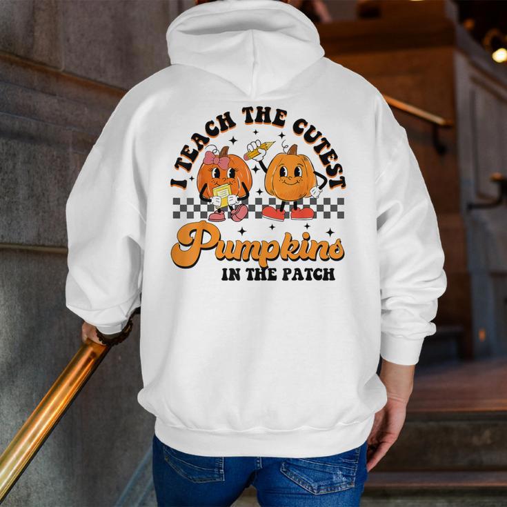 I Teach The Cutest Pumpkins In The Patch Halloween Teacher For Men Women Kids Men Zip Up Hoodie Back Print, funny gift