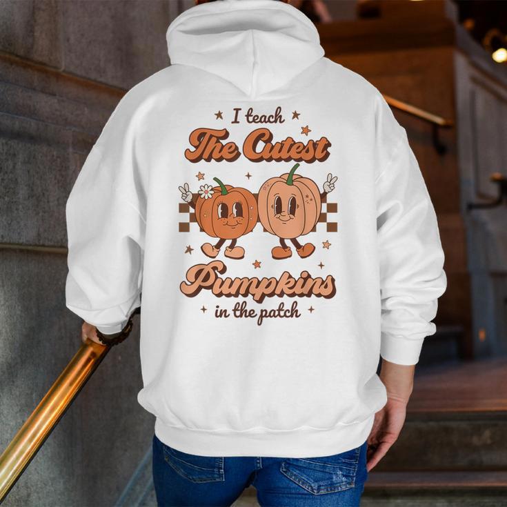 I Teach The Cutest Pumpkins In The Patch Retro Teacher Fall Men Zip Up Hoodie Back Print, funny gift I Teach The Cutest Pumpkins In The Patch Retro Teacher Fall Men Zip Up Hoodie Back Print, funny gift