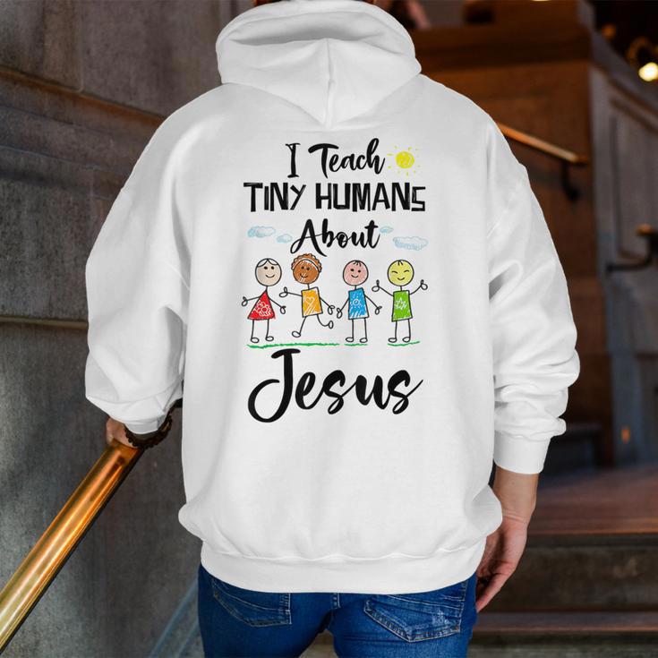 I Teach Tiny Humans About Jesus Sunday School Teacher Men Zip Up Hoodie Back Print, funny gift I Teach Tiny Humans About Jesus Sunday School Teacher Men Zip Up Hoodie Back Print, funny gift