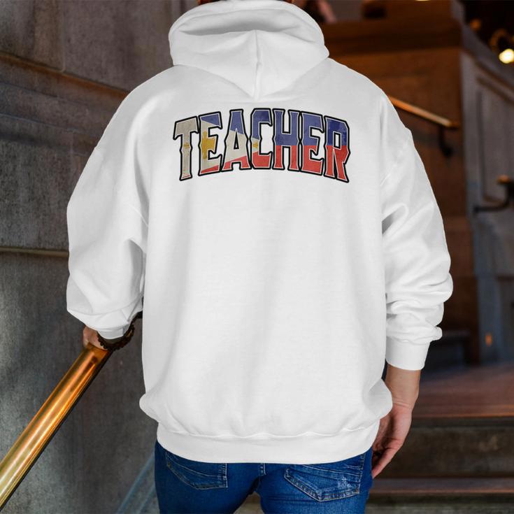 Teacher Filipino Vintage Heritage DNA Flag Men Zip Up Hoodie Back Print, funny gift