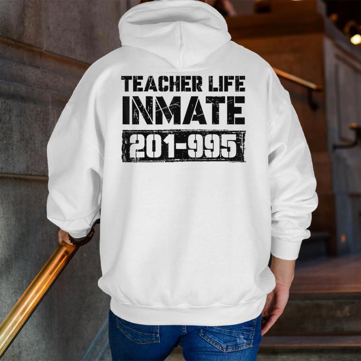 Teacher Life Jail Inmate Prisoner Halloween Costume Men Zip Up Hoodie Back Print, funny gift