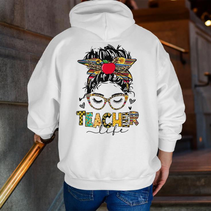 Teacher Life Messy Bun Glasses Leopard Sunflower Men Zip Up Hoodie Back Print, funny gift Teacher Life Messy Bun Glasses Leopard Sunflower Men Zip Up Hoodie Back Print, funny gift