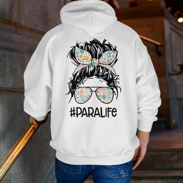 Teacher Para Life Tee Paraprofessional Cute Messy Bun Men Zip Up Hoodie Back Print, funny gift Teacher Para Life Tee Paraprofessional Cute Messy Bun Men Zip Up Hoodie Back Print, funny gift
