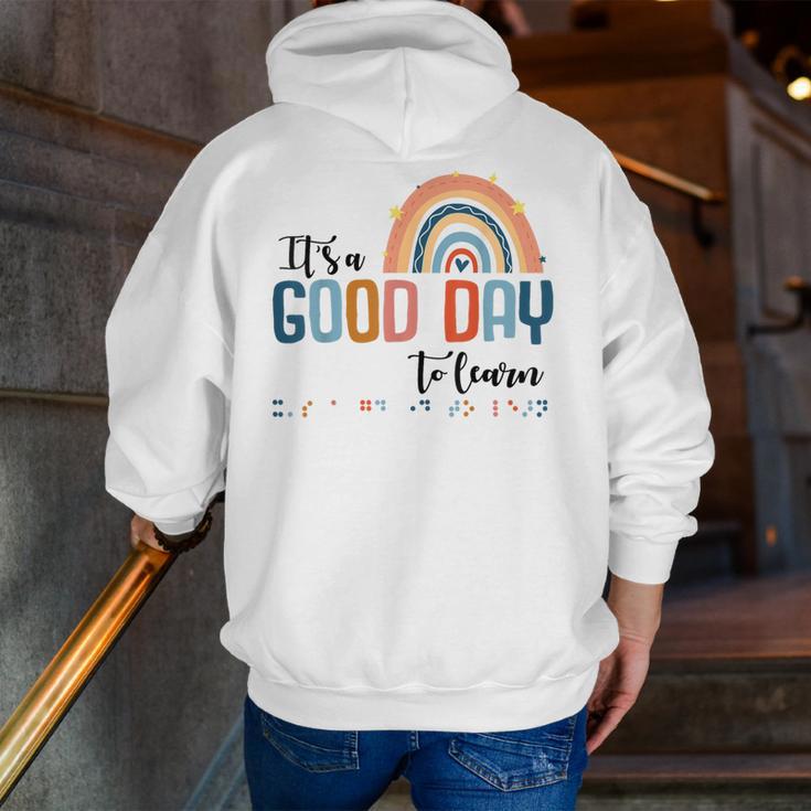 Teacher Of Visually Impaired Braille A Good Day To Learn Men Zip Up Hoodie Back Print, funny gift