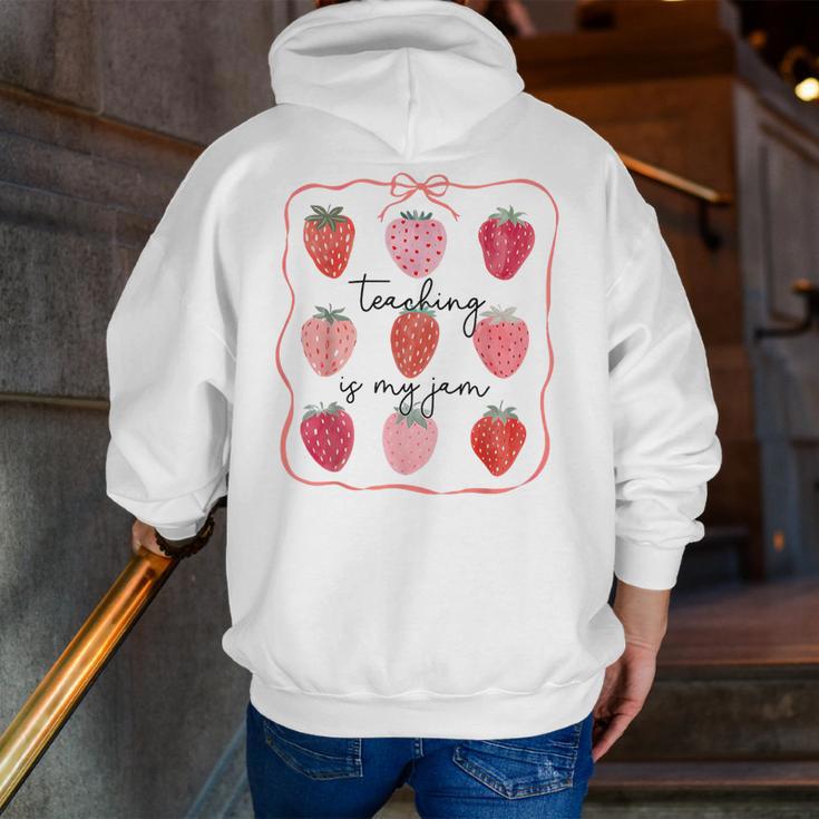Teaching Is My Jam Teacher Team Crew Cute Strawberry Girls Men Zip Up Hoodie Back Print, funny gift