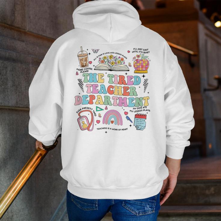 The Tired Teachers Department Retro Groovy Back To School Men Zip Up Hoodie Back Print, funny gift The Tired Teachers Department Retro Groovy Back To School Men Zip Up Hoodie Back Print, funny gift