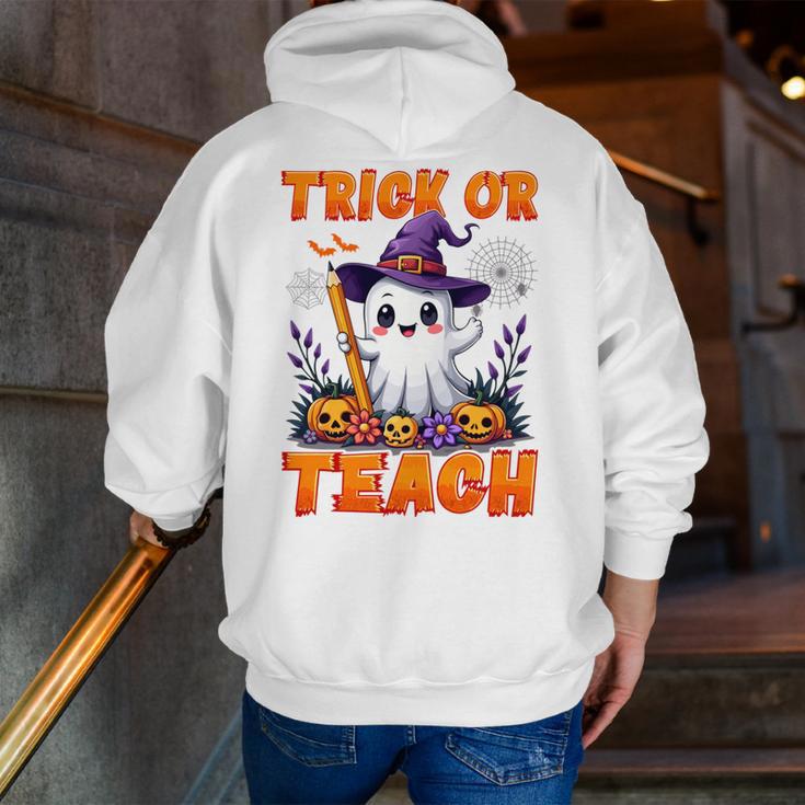 Trick Or Teach Teacher Halloween Ghost Pencil Floral Men Zip Up Hoodie Back Print, funny gift Trick Or Teach Teacher Halloween Ghost Pencil Floral Men Zip Up Hoodie Back Print, funny gift